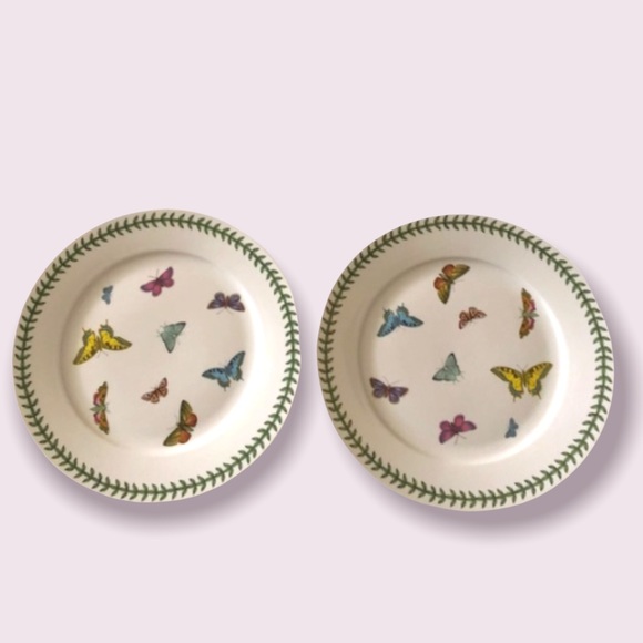 Set of Two Botanic Garden Butterflies Ceramic Plate Set of 2